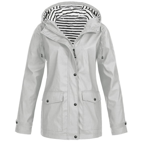 Womens Raincoat with Hood Rain Coats for Women - Women's Lightweight Hooded Rain Jacket with Pockets Anorak Windbreaker Long Trench Raincoat Transparent Raincoat