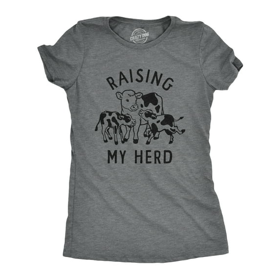 Womens Raising My Herd T Shirt Funny Cute Mother Cow Calf Tee for Ladies Womens Graphic Tees