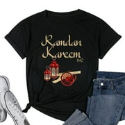 Womens Ramadan Kareem Shirt for Kids Islamic Fasting Ramadan Kareem T Shirt Black Small