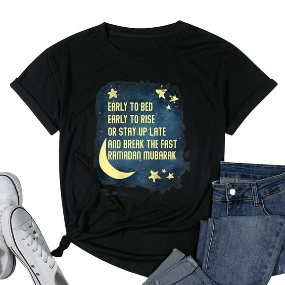 Womens Ramadan Mubarak for Muslim Ramadan Celebration T-Shirt Black Small