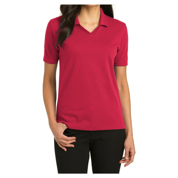 Womens Rapid Dry Cotton/Polyester Polo T-Shirt Red X-Large