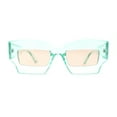 thumbnail image 1 of Womens Razor Blade Geometric Thick Horn Rim Temple Rectangle Sunglasses Green Beige, 1 of 4