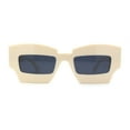 thumbnail image 1 of Womens Razor Blade Geometric Thick Horn Rim Temple Rectangle Sunglasses Ivory Black, 1 of 4