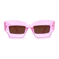 thumbnail image 1 of Womens Razor Blade Geometric Thick Horn Rim Temple Rectangle Sunglasses Pink Brown, 1 of 4