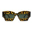 thumbnail image 1 of Womens Razor Blade Geometric Thick Horn Rim Temple Rectangle Sunglasses Tortoise Green, 1 of 4