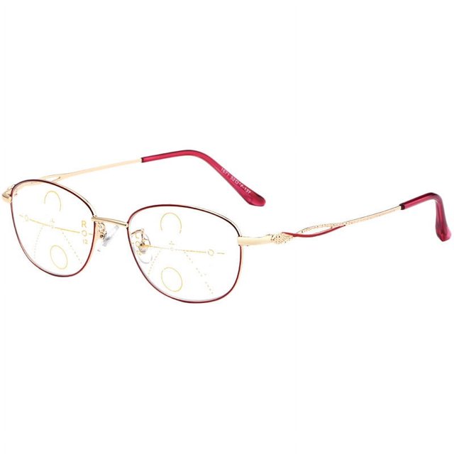 Womens Reading Glasses Ultralight Multifocus Progressive Metal Readers