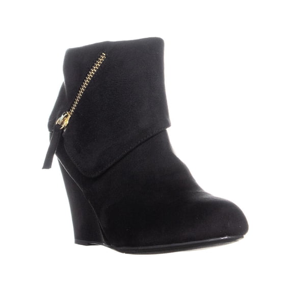 Womens Rebel Senia Zip Up Wedge Ankle Boots, Black