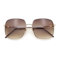 thumbnail image 1 of Womens Rectangle Exposed Lens Edge Thin Metal Rim Designer Fashion Sunglasses Gold Brown - Brown, 1 of 8