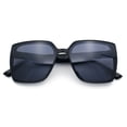 thumbnail image 1 of Womens Rectangle Inset Lens Minimalist Fashion Plastic Sunglasses All Black, 1 of 8