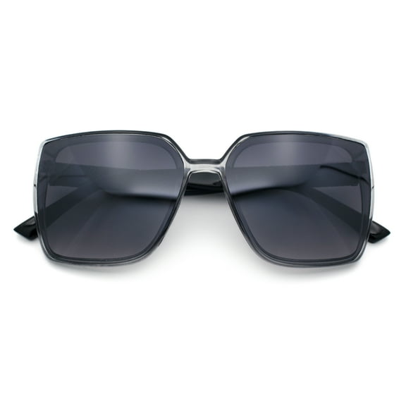 Womens Rectangle Inset Lens Minimalist Fashion Plastic Sunglasses Slate - Smoke