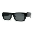 thumbnail image 1 of Womens Rectangle Mod Thick Arm Plastic Minimal Sunglasses All Black, 1 of 5