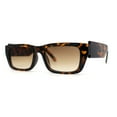 thumbnail image 1 of Womens Rectangle Mod Thick Arm Plastic Minimal Sunglasses Brown Tortoise, 1 of 5