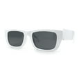 thumbnail image 1 of Womens Rectangle Mod Thick Arm Plastic Minimal Sunglasses White Black, 1 of 5