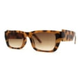 thumbnail image 1 of Womens Rectangle Mod Thick Arm Plastic Minimal Sunglasses Yellow Tortoise Brown, 1 of 5