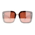 thumbnail image 1 of Womens Rectangle Rimless Thick Plastic Retro Designer Sunglasses Beige Brown Mirror, 1 of 4