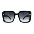 thumbnail image 1 of Womens Rectangle Rimless Thick Plastic Retro Designer Sunglasses Black Smoke, 1 of 4