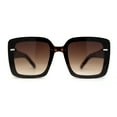 thumbnail image 1 of Womens Rectangle Rimless Thick Plastic Retro Designer Sunglasses Tortoise Brown, 1 of 4