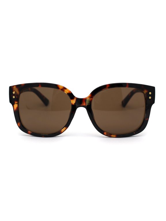 Womens Rectangular Chic Butterfly Designer Fashion Mod Sunglasses Tortoise Solid Brown
