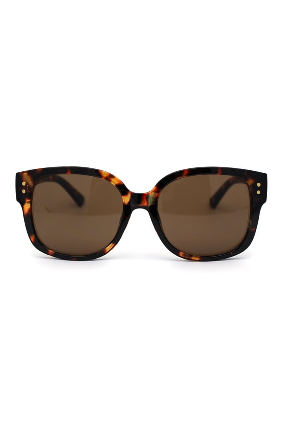 Womens Rectangular Chic Butterfly Designer Fashion Mod Sunglasses Tortoise Solid Brown