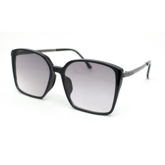 Womens Rectangular Chic Contemporary Designer Style Sunglasses Black Gunmetal - Smoke