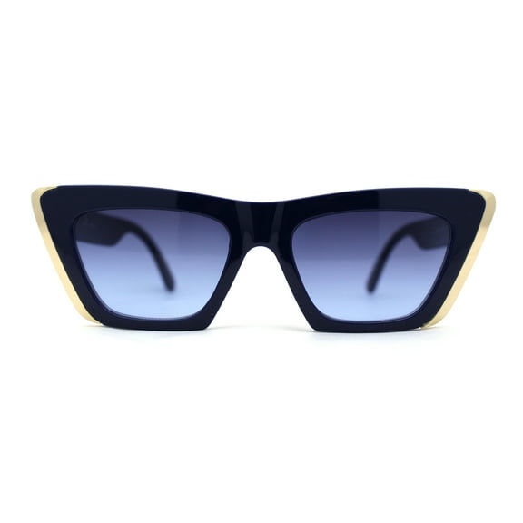 Womens Rectangular Thick Rim Gothic Cat Eye Plastic Sunglasses Navy