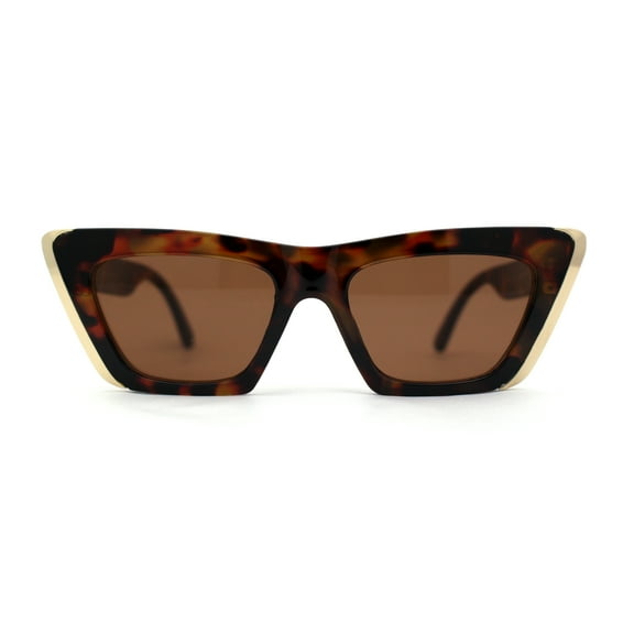 Womens Rectangular Thick Rim Gothic Cat Eye Plastic Sunglasses Tortoise Brown