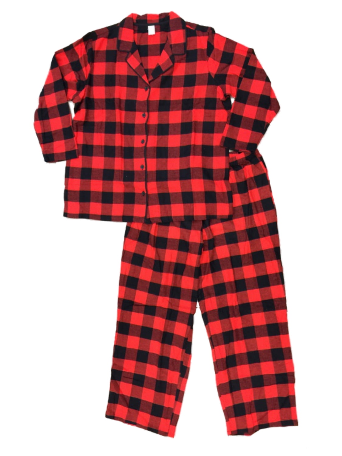 Womens Red Black Buffalo Plaid Flannel Pajamas Sleep Set 2X