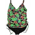 thumbnail image 1 of Womens Red Blue Birds Of Paradise Flower One Piece Faux Tank Swimming Suit, 1 of 1