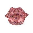thumbnail image 1 of Womens Red Checkered Floral Flared Sleeve Off Shoulder T-Shirt Tee Shirt XL, 1 of 2