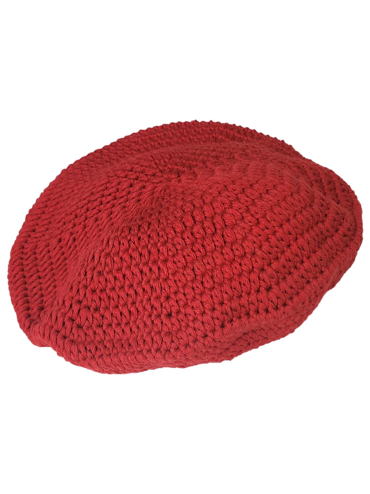 Womens Red Crochet Beret Hat - Walmart.com display picture 2