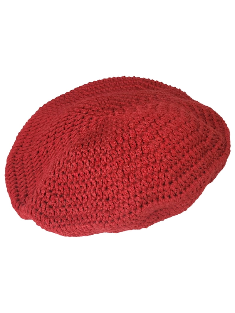 Womens Red Crochet Beret Hat - Walmart.com