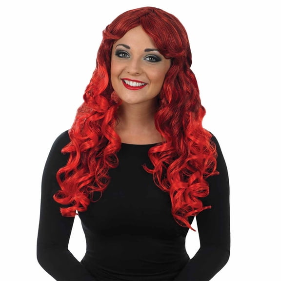 Womens Red Curly Wig Adults Long Wavy Witch Hair Costume Accessory