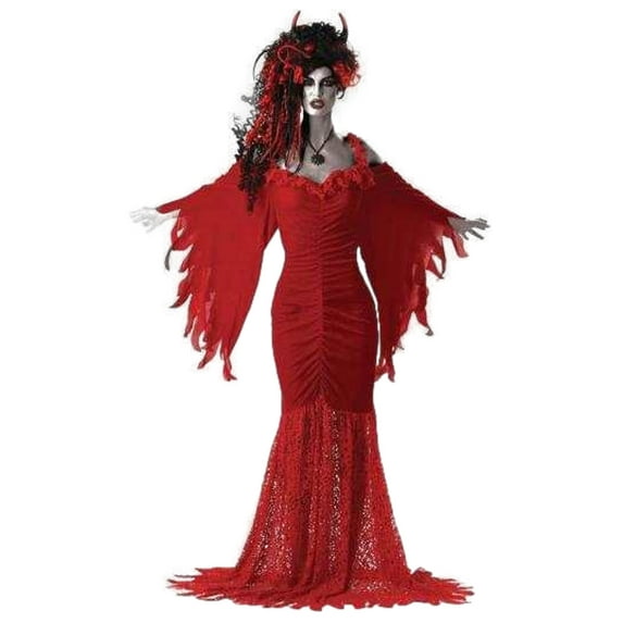 Womens Red Devil's Mistress Costume Dress & Horns Medium (8-10)