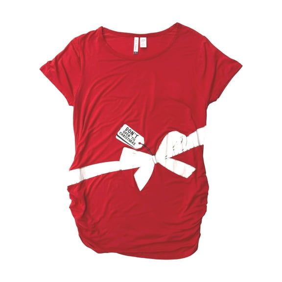 Womens Red Dont Open Til Christmas Maternity Holiday Tee Shirt T-Shirt XXL 20