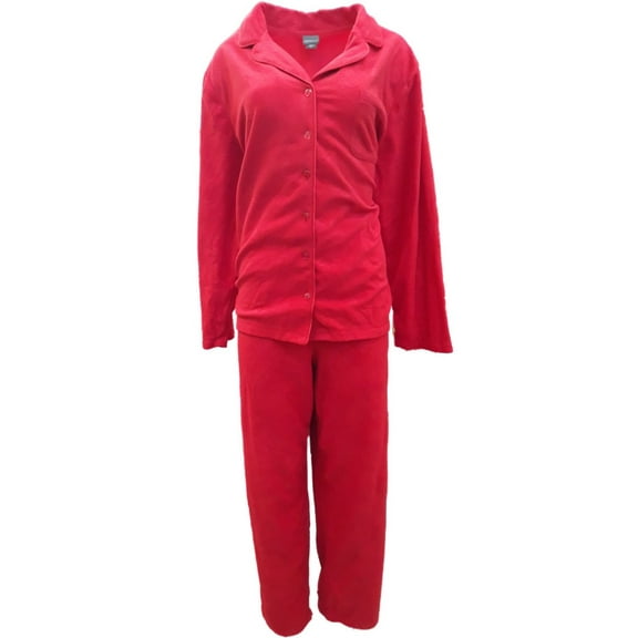Womens Red Fleece Nordic Tribal Snowflake Embossed Pajamas Sleep Set 2X