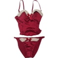 thumbnail image 1 of Womens Red Gold Velvet Christmas Underwear Cami & Panty Undies Sleep Set Large, 1 of 1