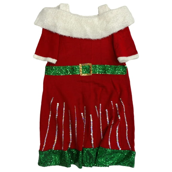 Womens Red & Green Sequin Mrs Santa Claus Christmas Holiday Dress Large
