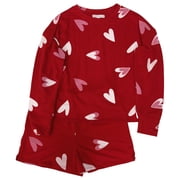 Womens Red Heart Pajamas Shorts & Top Sleep Set Small