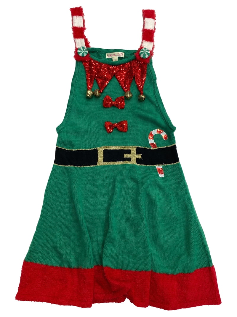 Womens Red Jingle Bell Sequin Elf Jumper Christmas Holiday Dress Large -  Walmart.com