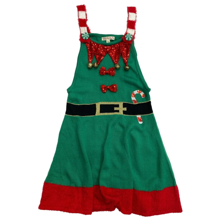 Womens Red Jingle Bell Sequin Elf Jumper Christmas Holiday Dress X Large Walmart