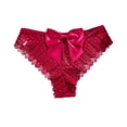 thumbnail image 1 of Womens Red Lace Thong Panties with Satin Bow - Sexy Low Rise Underwear, Comfortable & Stretchy for Date Night & Everyday Wear,Size L, 1 of 6