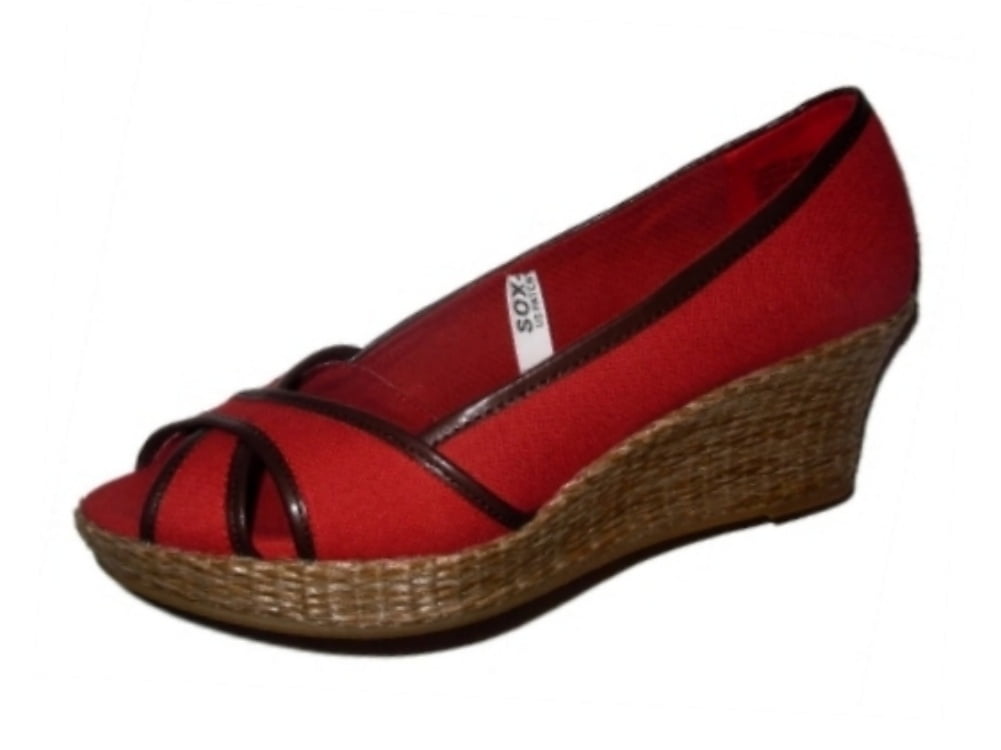 Red peep toe wedges online