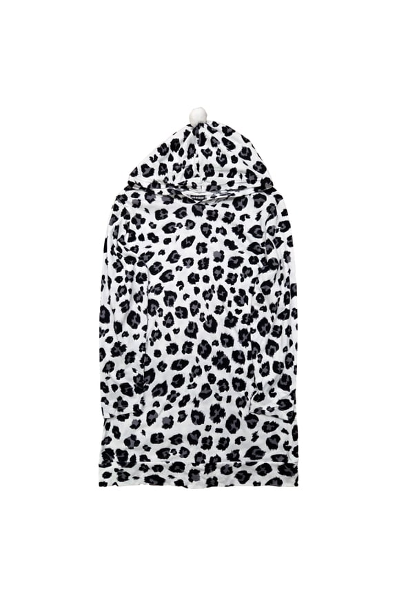 Womens White & Black Animal Print Long Sleeve Nightgown Sleep Shirt Medium