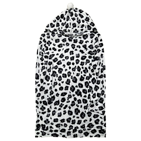 Womens White & Black Animal Print Long Sleeve Nightgown Sleep Shirt Medium