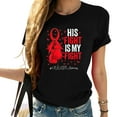 thumbnail image 1 of Womens Red Ribbon Survivor Fighter HIV AIDS Awareness T-Shirt Black, 1 of 5