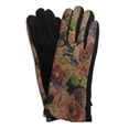 thumbnail image 1 of Womens Red Rose Print Soft Floral Stretch Fit Texting & Tech Touchscreen Gloves, 1 of 1