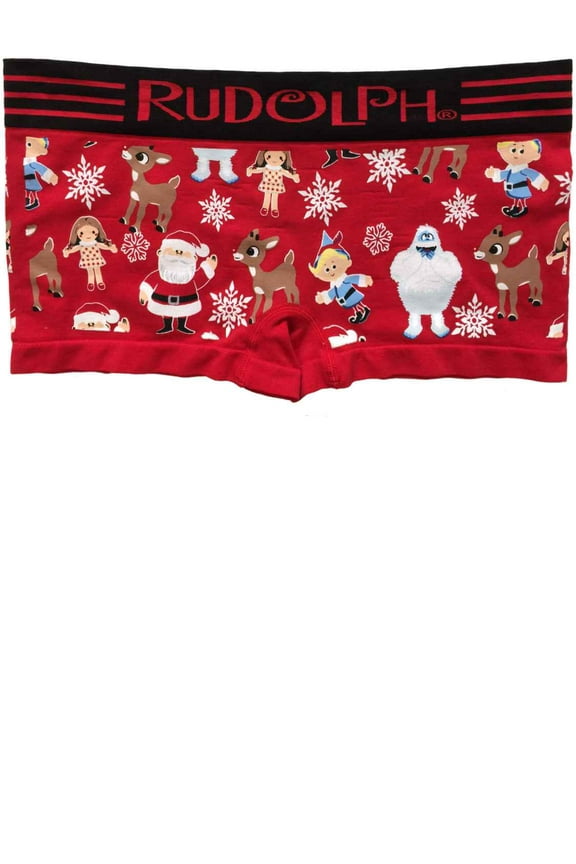 Womens Red Rudolph & Friends Boy Shorts Boyfriend Briefs Underwear Panties