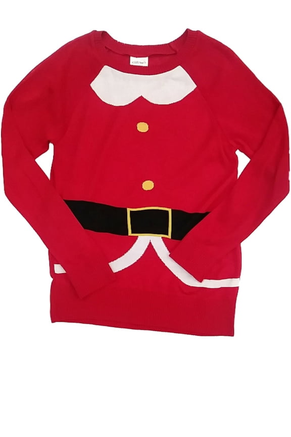 Womens Red Santa Clause Jacket Christmas Sweater St Nick Holiday Pullover Medium