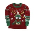 thumbnail image 1 of Womens Red Sequin Snowflake Reindeer Pom Holiday Christmas Sweater S, 1 of 2