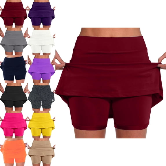Womens Red Tennis Skirt Soft Comfortable Skort Inner Shorts for Workout Pickleball S